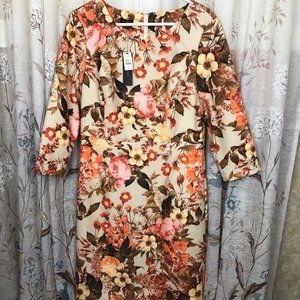 Talbots Floral Dress Size 10 Lined Orange Floral